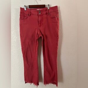 CAbi Red High Low Cropped Ankle Pants